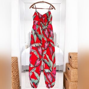 Farm Rio Summer Red Foliage Jumpsuit